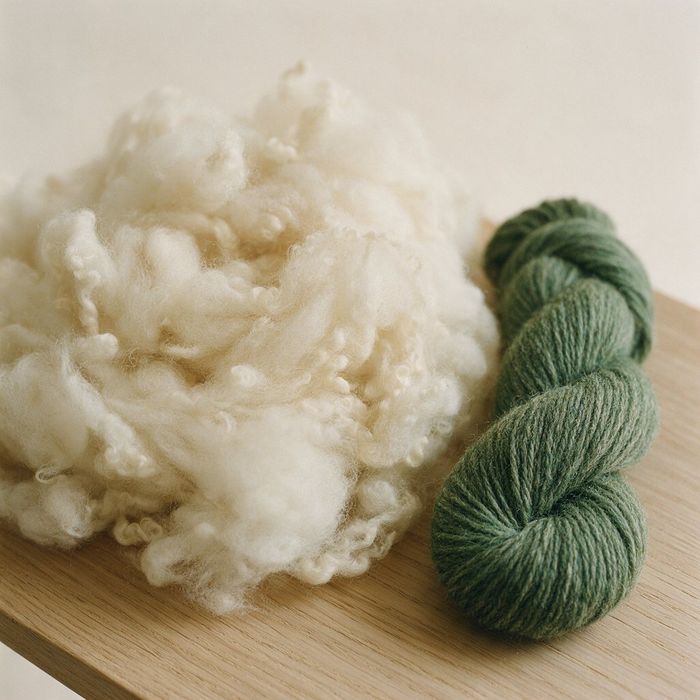 Raw lambswool and yarn