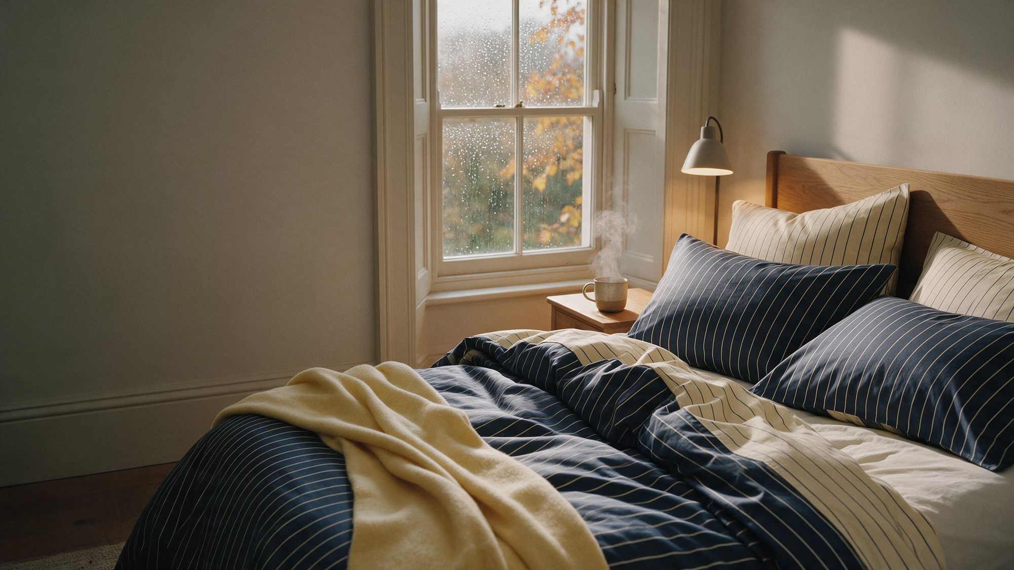 Moonrake bedding in a bedroom at night