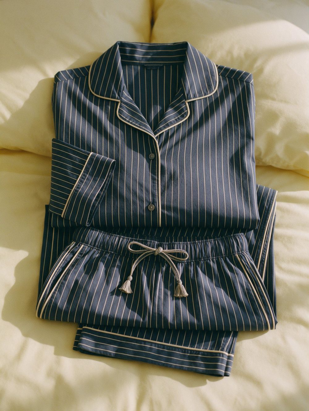 Poplin pyjama set in Midnight Stripe