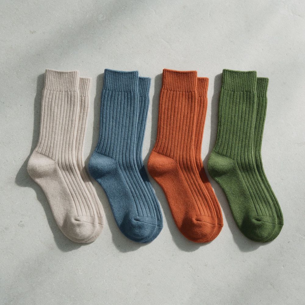 Merino rib socks in four colours